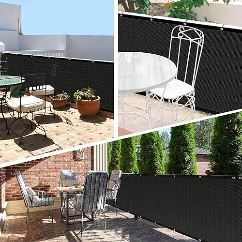 Miniatura 6 de Valla de privacidad resistente de 3 x 16.4 pies, cubierta de red de malla de bloqueo del 90% para jardín, pared, valla de eslabones de cadena (negro)