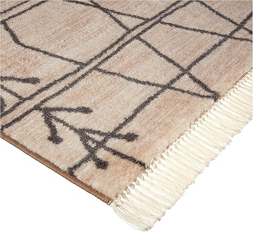 Miniatura 3 de nuLOOM Chenoa - Alfombra tribal a rayas con borlas, 4 x 6, color gris