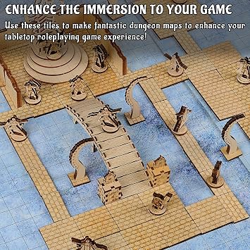 CZYY DND Dungeon Tiles, 28 Modular 1-Inch Grid Floor Pieces