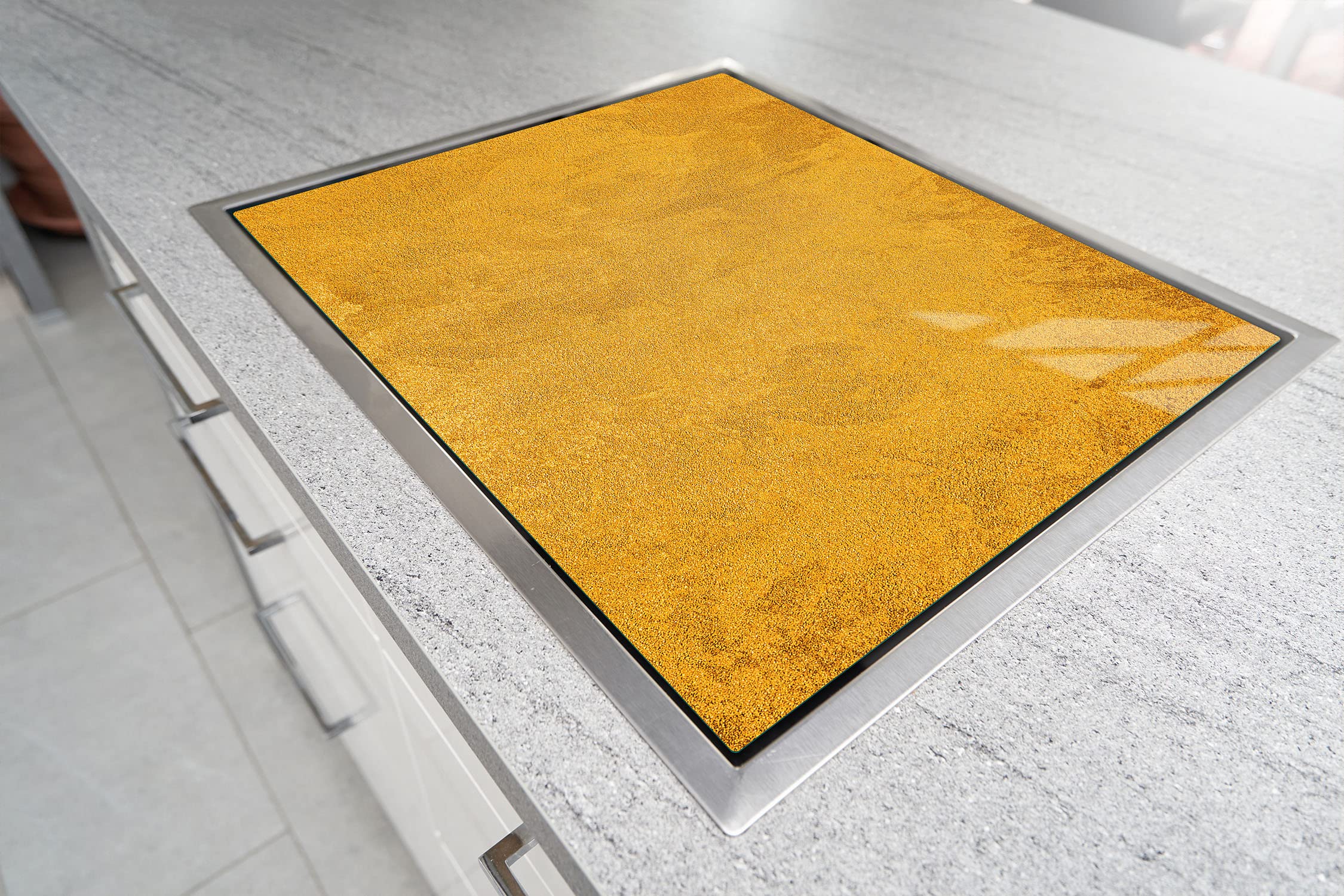 Planche à découper en verre Ceranfeld 1 pièce 52 x 30 cm, plaque de découpe en verre, protection anti-éclaboussures, plaque en verre universelle, cuisine, Ardoise Jaune