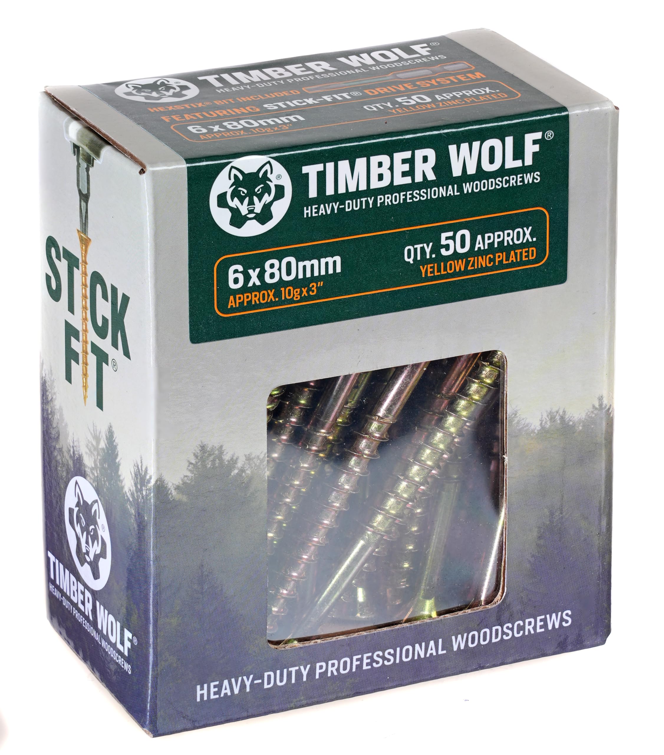 Timber Wolf Zinc & Yellow (Gold) Tw60080 Woodscrews - 6.0 X 80Mm - Box Of 50,