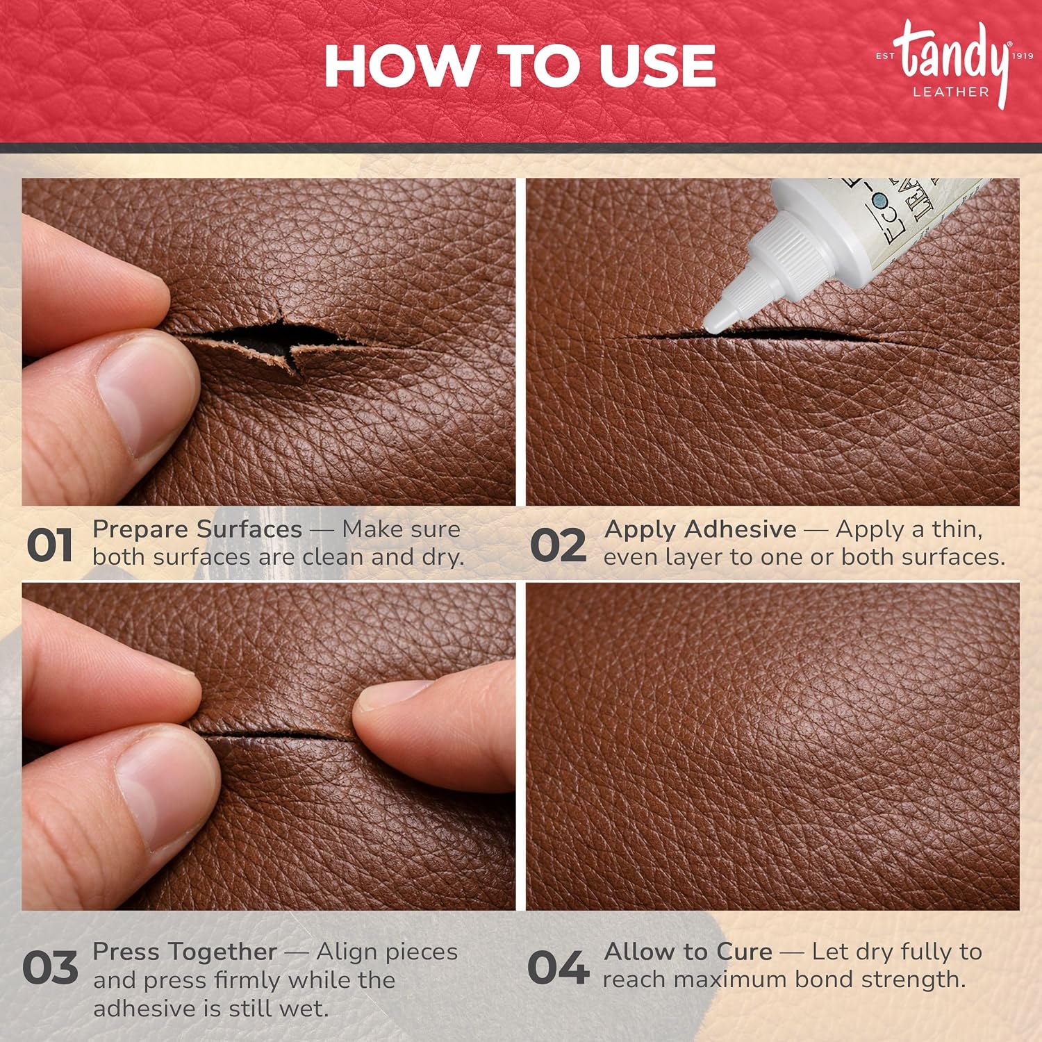 Tandy Leather Eco-Flo Leather Weld Adhesive - Water-Based Quick Tack Glue for Bags, Belts, Shoes, and Craft Projects - Smooth Spread Formula - 4 fl oz