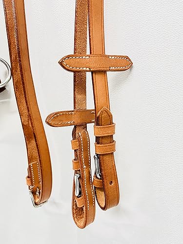 Miniatura 6 de Sidepull - Brida sin mordazas con tallado a mano de diseñador en banda de cejas y banda nasal curvada natural