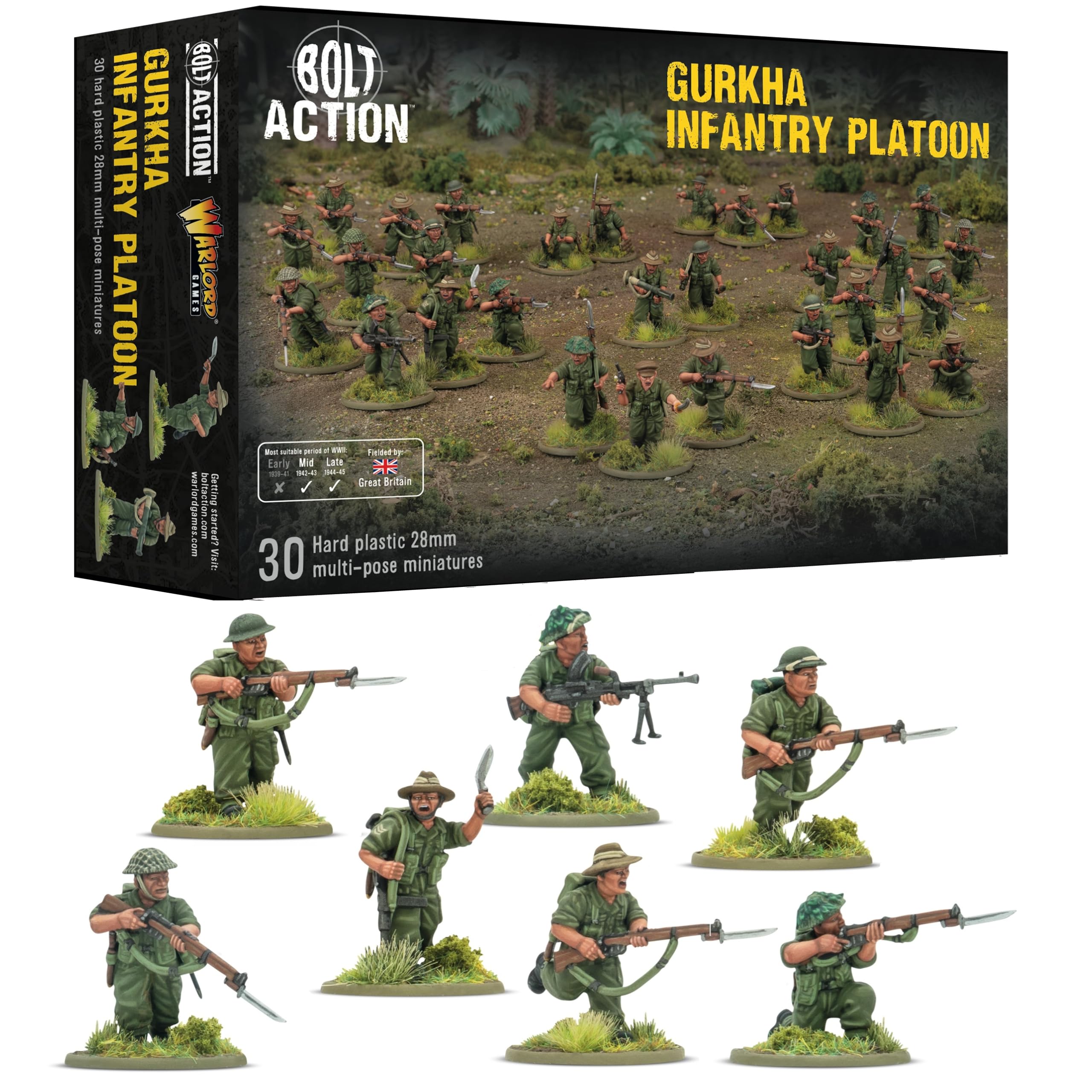 Warlord Games Gurkha Infantry Platoon - 28mm Plastic Miniatures Bolt Action