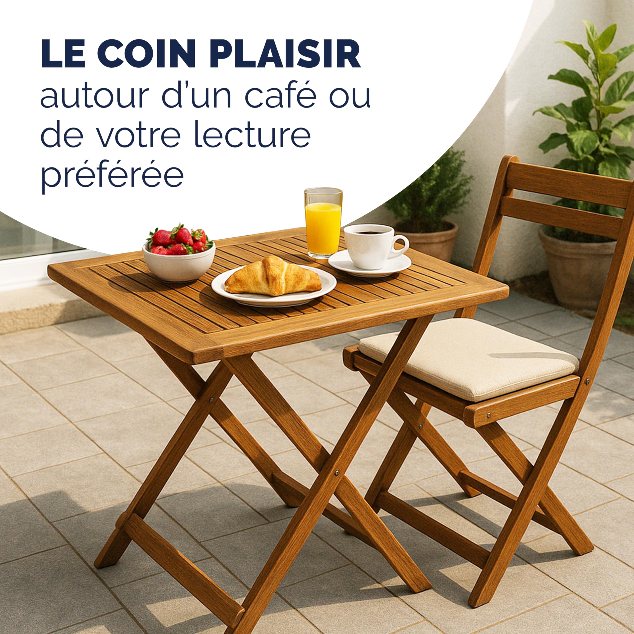Casaria® Table d'appoint Pliante en Bois d'acacia 70x70x73cm Table Basse carrée Pliable extérieur Jardin Camping