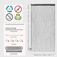 Vista 4 de 2 cortinas con tiras para puerta, divisor de sala de estar, dormitorio, puerta, colgante, decoración de lentejuelas hippie con flecos, cortinas