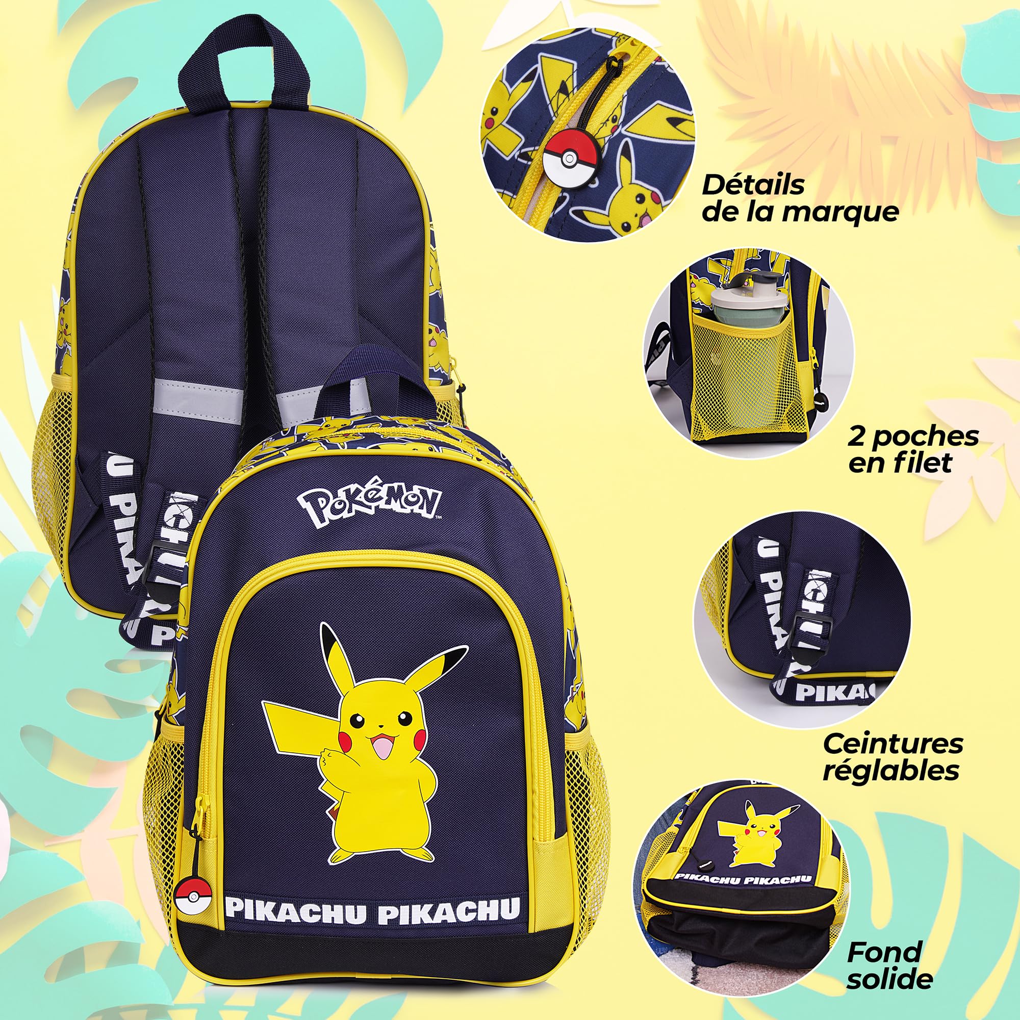 Pokémon Sac à Dos Pikachu Officiel Enfant – Cartable École Maternelle et Primaire, Sac Scolaire Léger avec Bretelles Réglables, Poches Latérales et Fond Renforcé – 36 cm