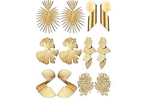 6 Pair Gold Statement Earrings For Women Trendy Jewelry Gift