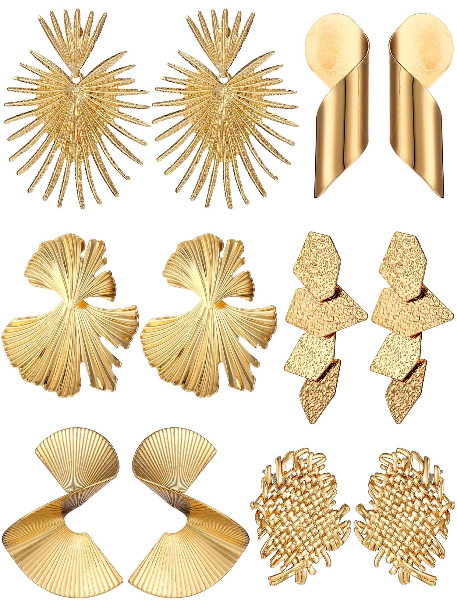Glenmal Large Gold Statement Earrings for Women Big Gold Geometric Earrings, Woven Twisted Leaf Styles, Gold Earrings for Women Party Daily, Lightweight Jewelry Gift