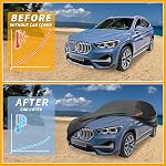Couverture universelle de voiture imperméable à l'eau Tous les temps 210D-PU, UV Protection contre la pluie de soleil, convient pour SUV Longueur 191"-200", avec fermeture éclair côté gauche, noir