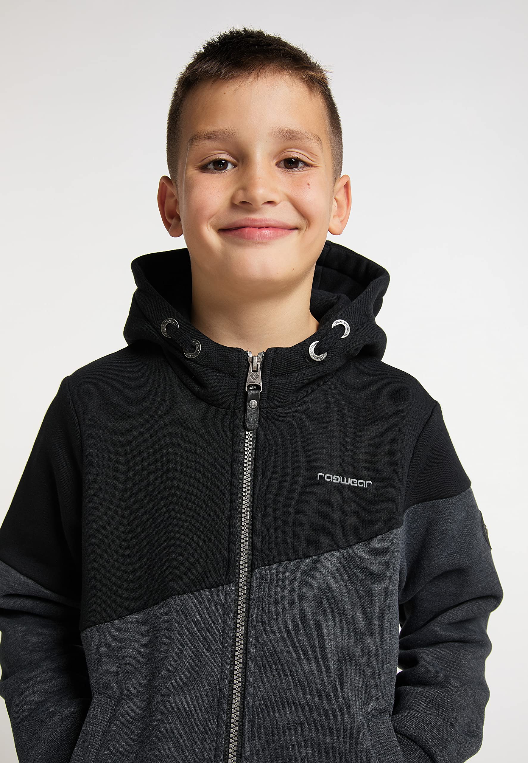 Ragwear Jowell Sweat Jungen Sweatjacke Sweatshirt Jacke mit Kapuze Cardigan Sweater Streetwear Übergangsjacke mit Blockstreifen