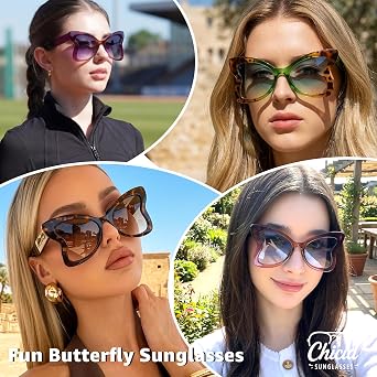 Chicid Oversized Butterfly Sunglasses for Women, Funky Sunglasses with UV400 Protection Non-Polarized Lenses