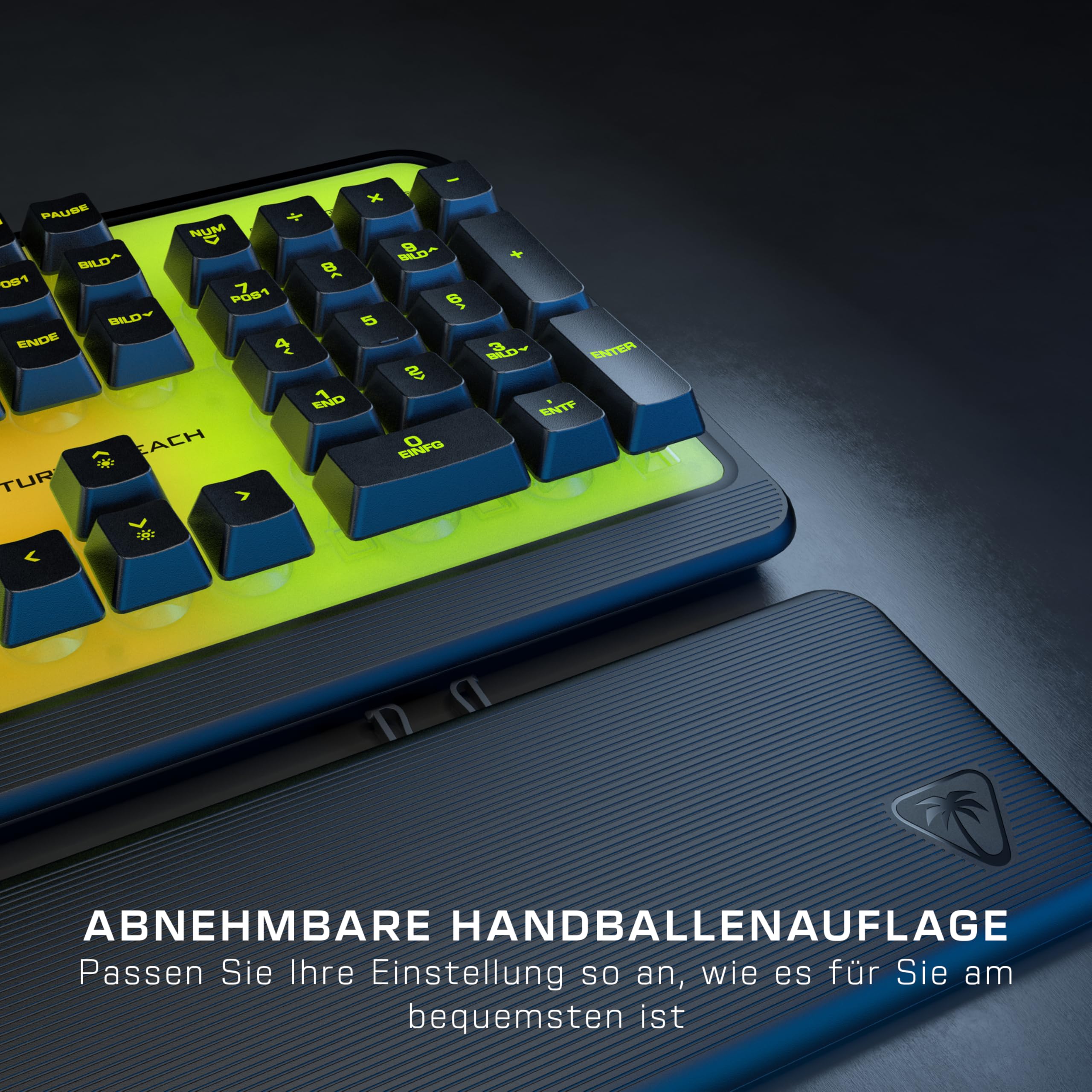 Turtle Beach Magma - Membrana RGB Gaming Keyboard z klawiszami membranowymi, zaawansowana technologia Anti-Ghosting, technologia Easy-Shift, oświetlenie RGB, zdejmowana podkładka pod nadgarstki