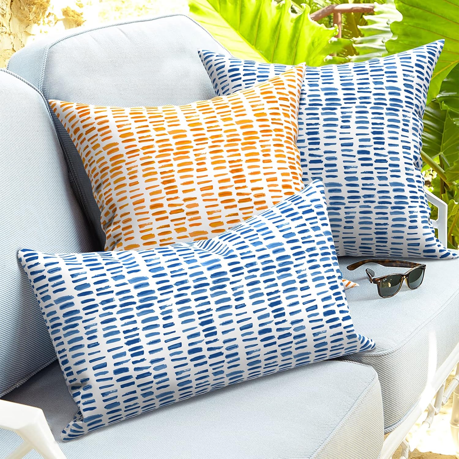 Outdoor Lumbar Pillows 12x20 inch, Rectangle Throw Pillows with Inserts, Decorative Lumbar Cushions for Patio Furniture Garden Couch Home Sofa Office Chair, Pack of 2, Pebble Blue - Image 7