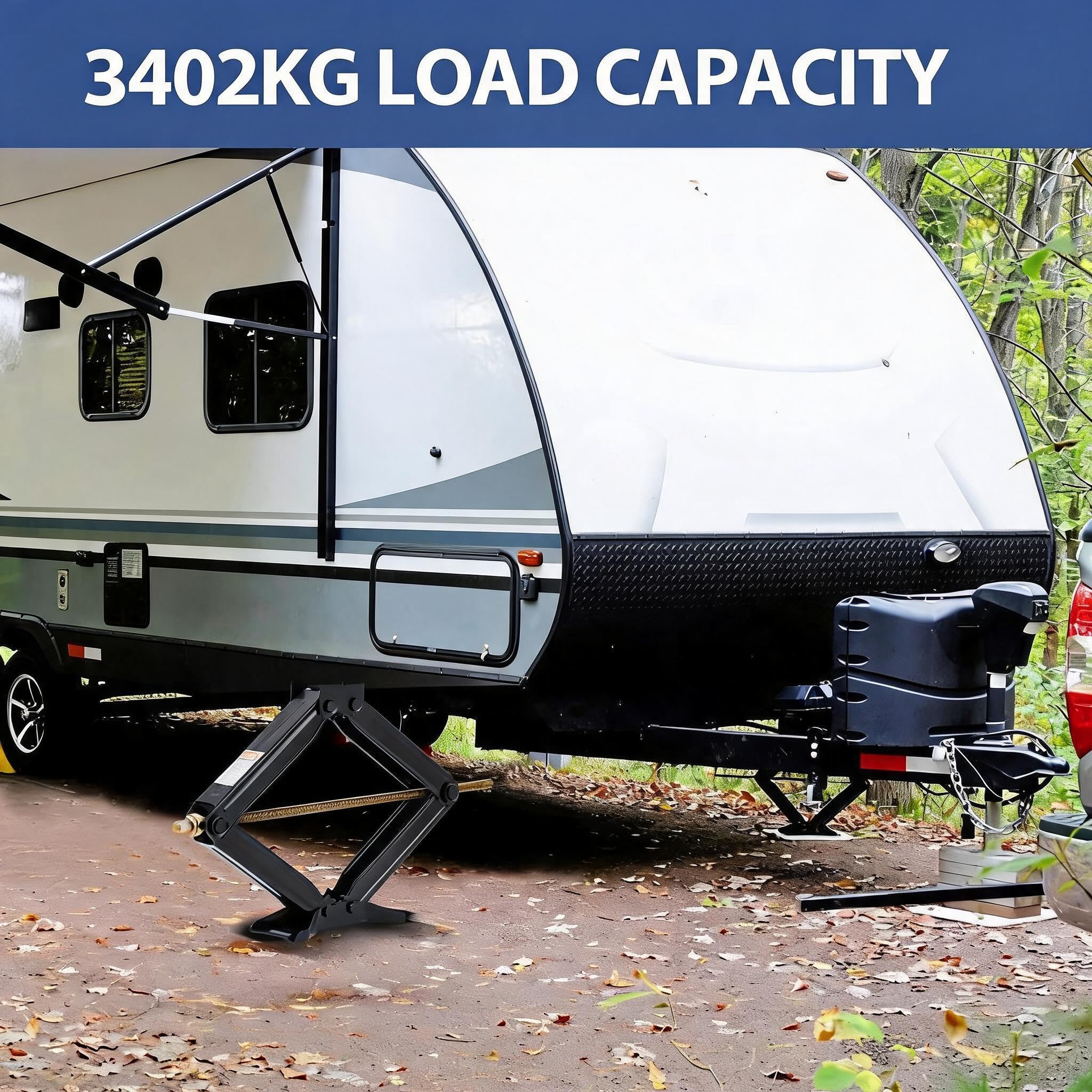 GarveeLife Scherenwagenheber 2er-Pack, Hubhöhe 110–609 mm | Mit Wasserwaage, Kurbel und Stabilisator-Nivellierung, bis 3400 kg belastbar, verstellbar und formstabil
