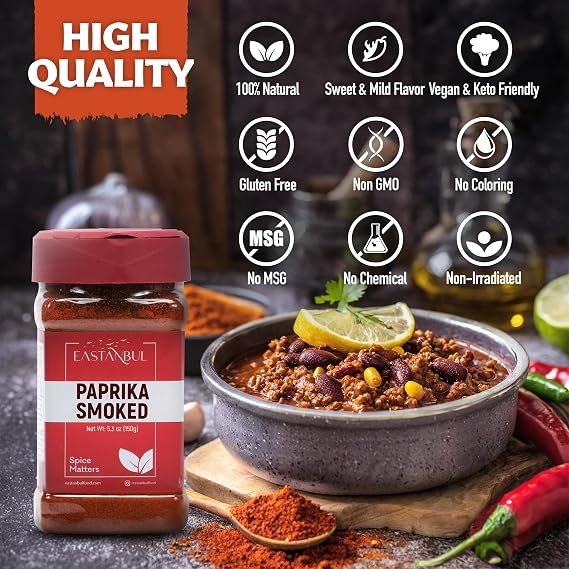 Eastanbul Smoked Paprika, 5.29oz, Smoked Paprika Powder, Ground Spanish Seasoning, Smoky Paprica, Sweet Smoke Spice, Comparable to Pimenton de la Vera