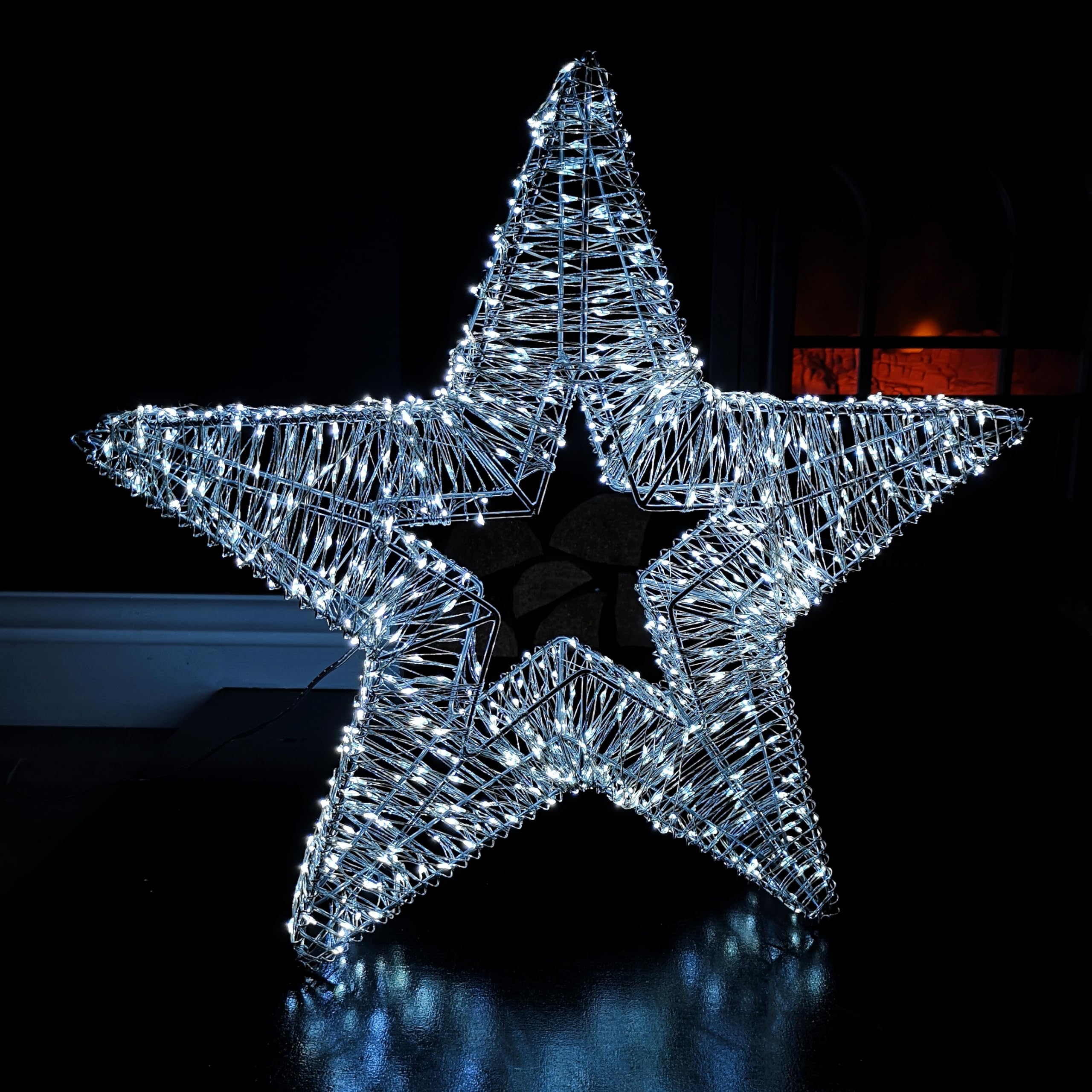 Premier Silver Decorations 45Cm Light Up Star Sculpture Indoor Outdoor Use Eco Friendly White Leds Christmas Decoration Xmas Festive Décor