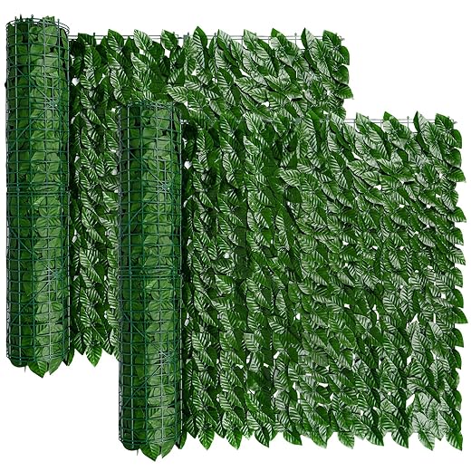 iCover 2PK 39 * 118in Artificial Ivy Privacy Fence Screen Cover, Highly Dense Leaves Wtih Strengthened Joint Prevent Leave Falling Off, Faux Hedge Panels Greenery Vines, Decorative Fences