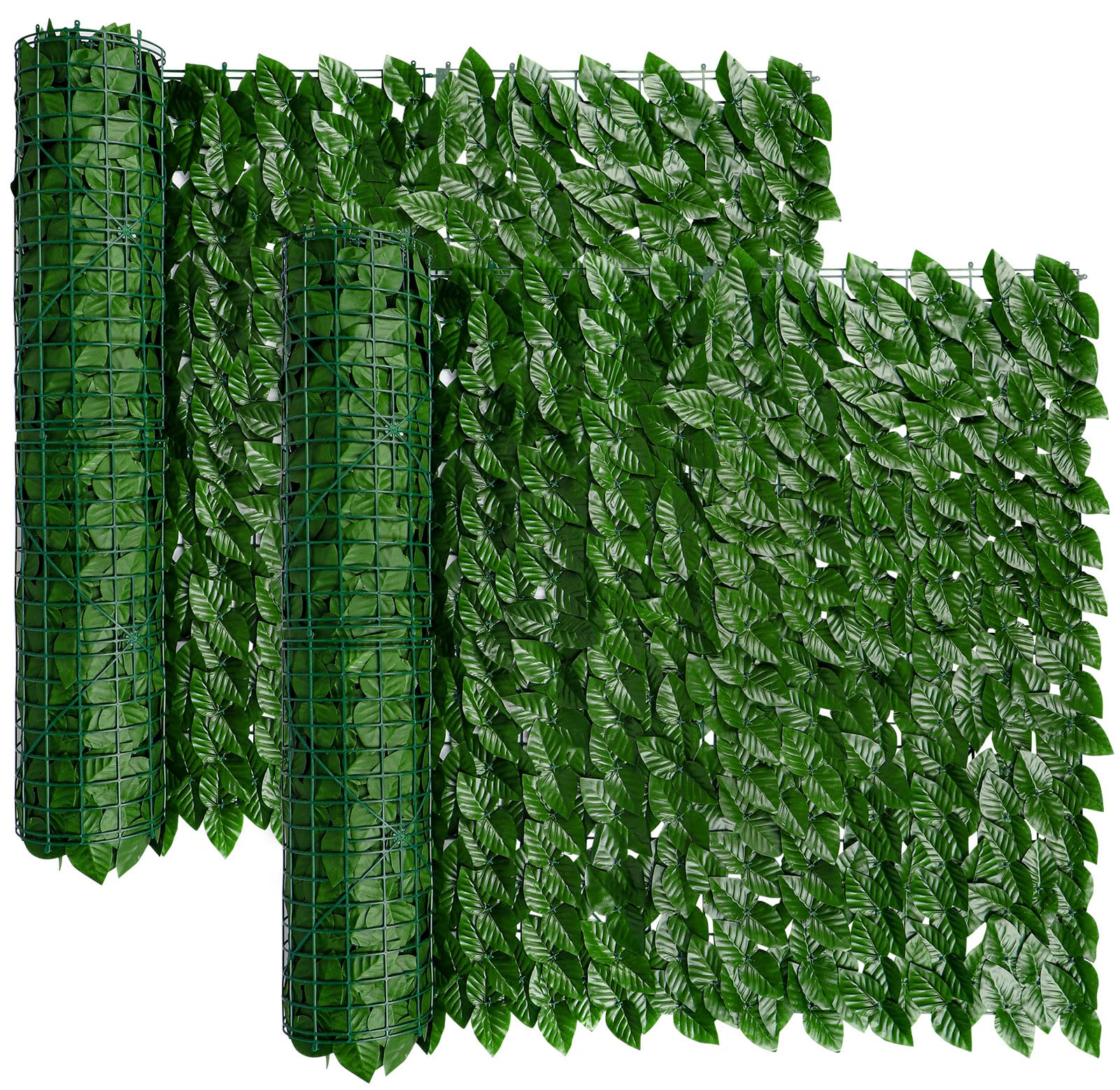 iCover 2PK 39 * 98in Artificial Ivy Privacy Fence Screen Cover, Highly Dense Leaves Wtih Strengthened Joint Prevent Leave Falling Off, Faux Hedge Panels Greenery Vines, Decorative Fences