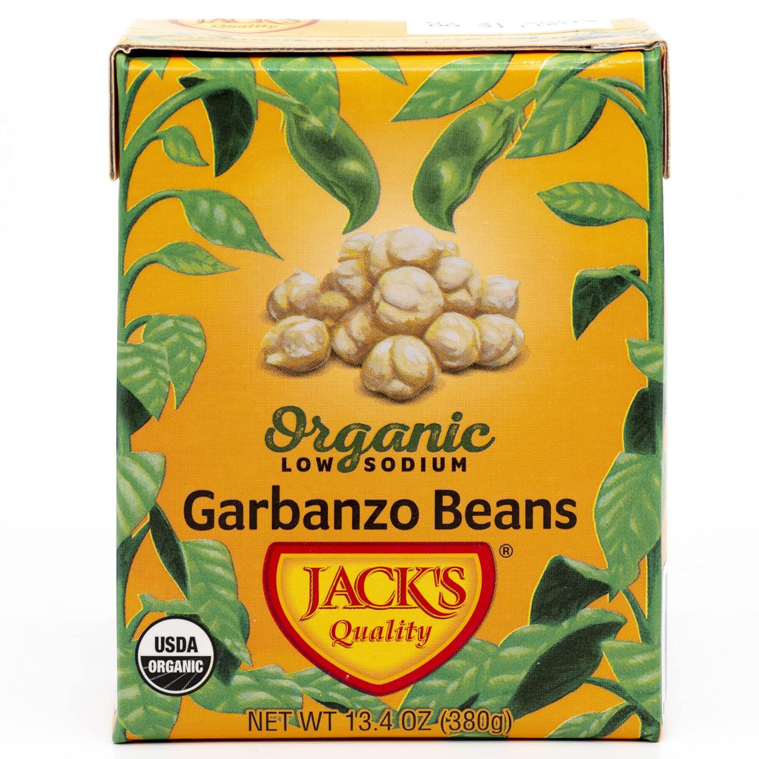 Jack's Organic Chickpeas Garbanzo Beans 13.4 oz. | Packed with Protein and Fiber, Heart Healthy, Low Sodium & Non GMO | (8-PACK)