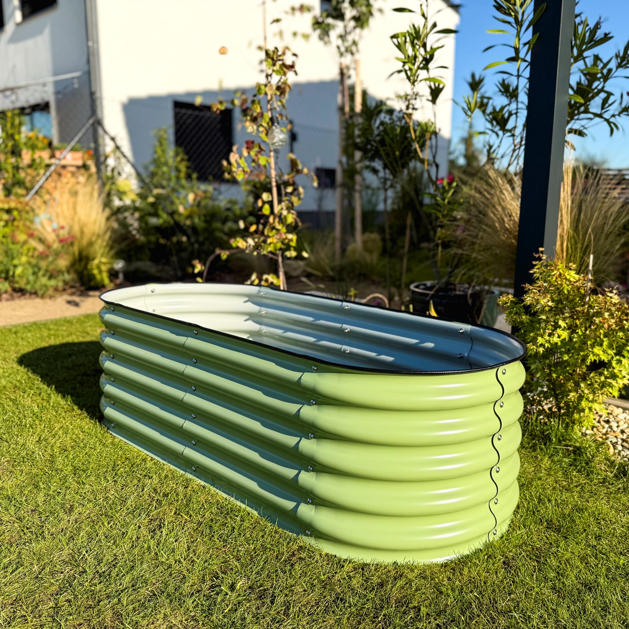 UNIGARDIA Bancal de metal 150 x 60 x 43 cm – Kit modular 4 en 1 – bancal alto inoxidable para jardín de acero Zn-Al-Mg de – Vida útil mínima de 20 años