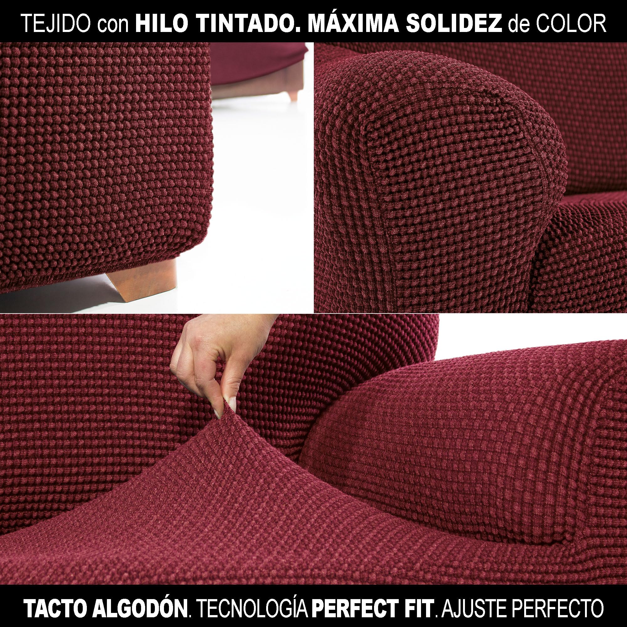 FAVERTI Funda de almohada súper elástica | Funda de reposapiés cuadrada de 40 a 60 cm en el lateral | Modelo NOVELE | Borgoña | Protector de tela jacquard de calidad al tacto de algodón | Cuadrado