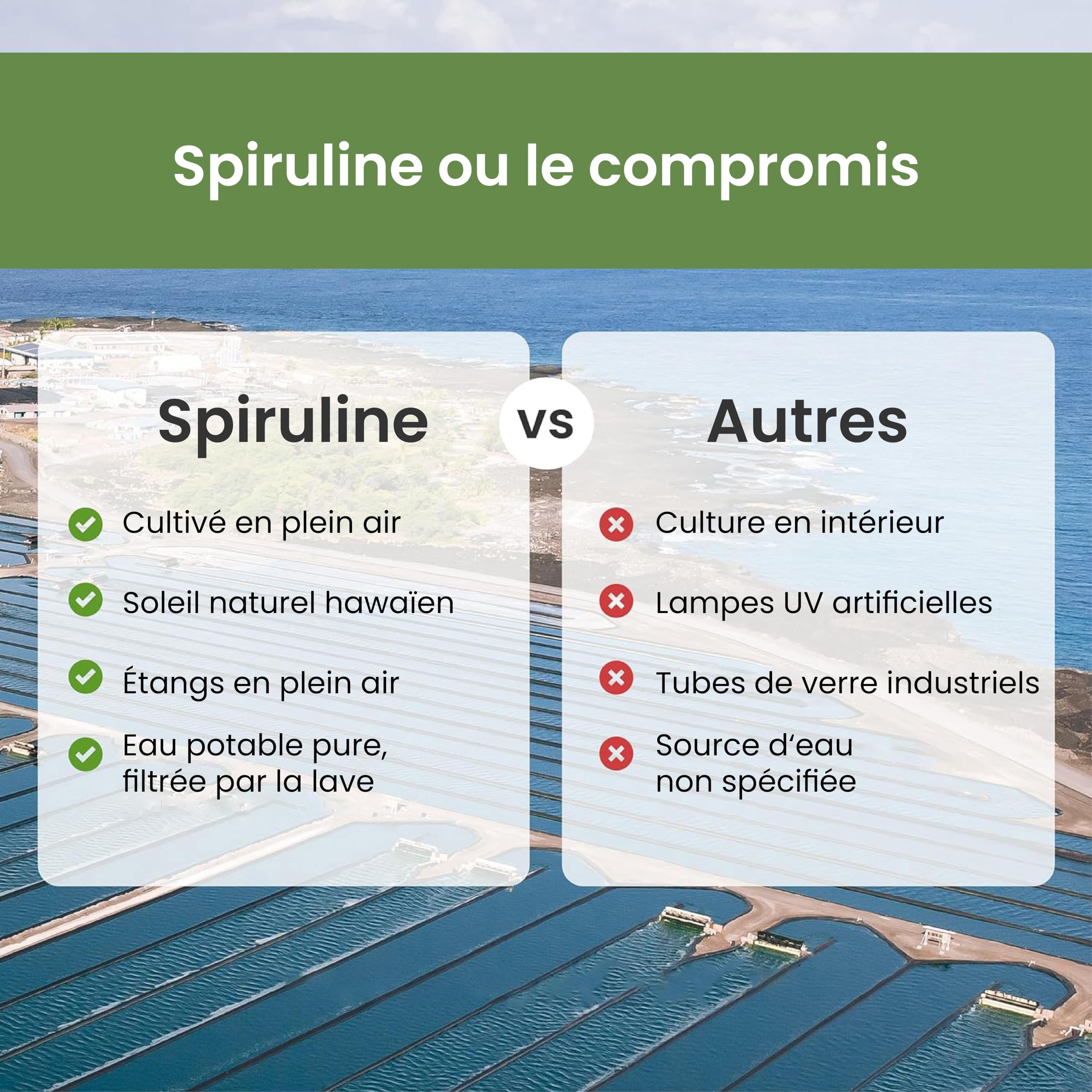 Nutrex Hawaii, Pure Hawaiian Spirulina, 500 mg, 200 Comprimés Végétaliens, Testés en Laboratoire, Sans Gluten, Sans Soja, Végétariens
