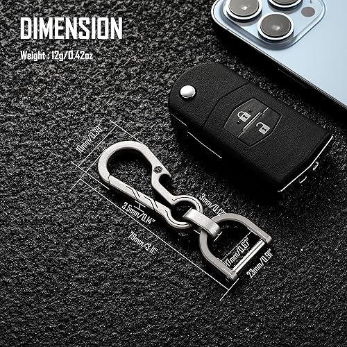 Miniatura 4 de KeyUnity KM15SW Titanium EDC Bottle Opener Keychain Clip with D Ring &amp; KA02 Titanium Split Ring Bundle