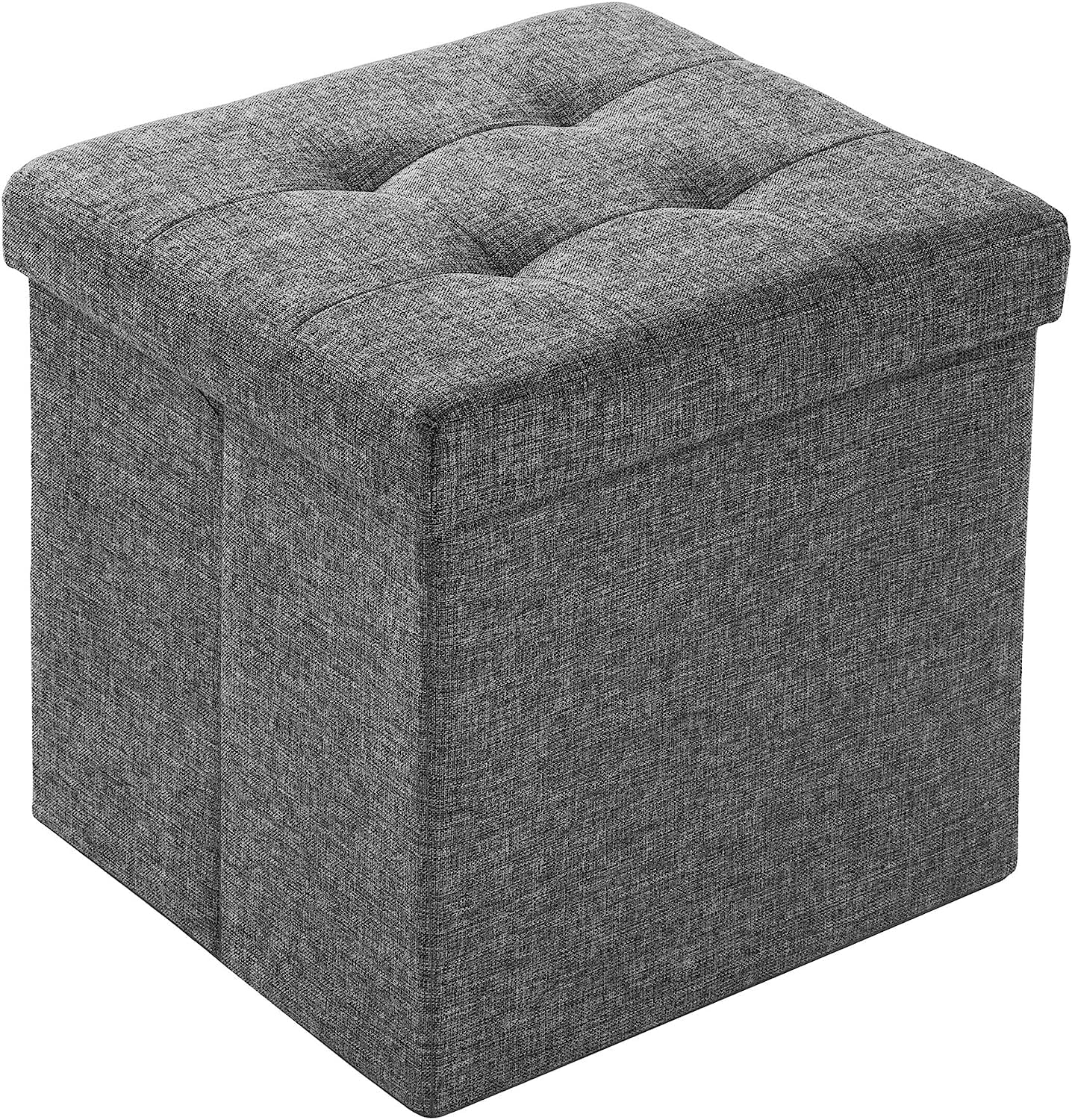 Pouf Avec Espace De Rangement 38x38x38 Cm - Cube Blanc Coffre Repose-Pieds