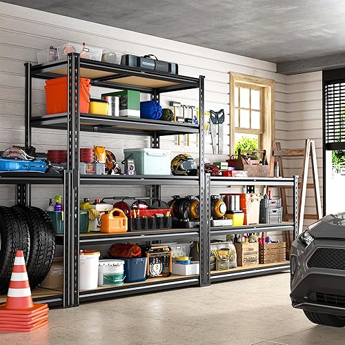 Miniatura 7 de REIBII Estantes de almacenamiento de 2020 LBS, estantería de garaje de 5 niveles, estantes de garaje ajustables y resistentes, estante de utilidad,