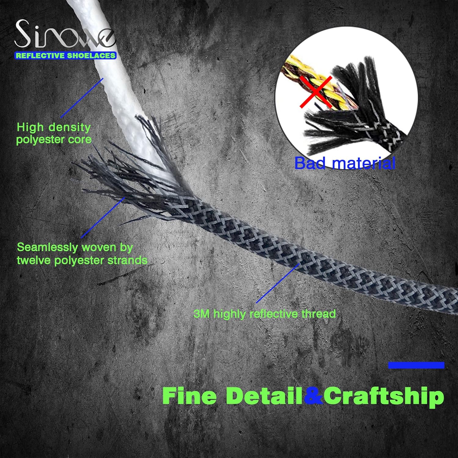 Sinowe Reflective Round Shoe Laces [9 Colors 9 Lengths 4/25" Thick] Non-Slip Shoelaces For Sneakers Boots Trainers Skates : Clothing, Shoes & Jewelry