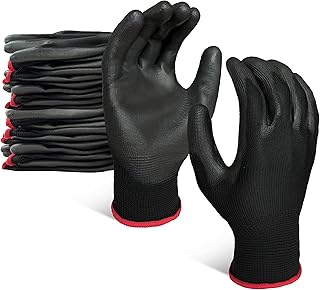 [夢の物] 軽作業用手袋 【低発塵】 超極薄 素手感覚 背抜き ポリウレタン パームコート 静電気防止 滑り止め 電子精密作業 ガーデニング まとめ買い 10双組