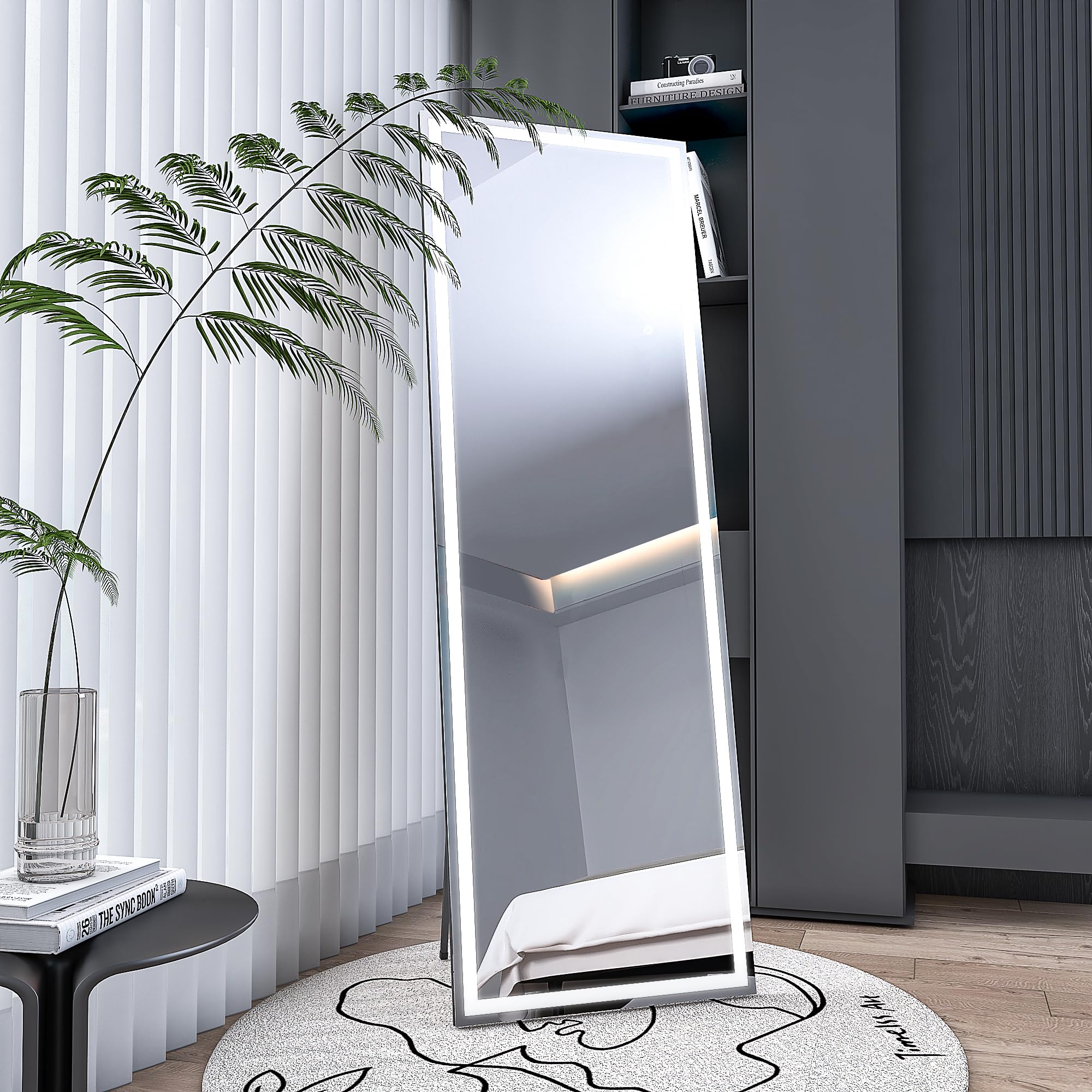 Full Length Mirror with Stand, 59"x16" Floor Mirror with Aluminum Alloy Frame for Bedroom, Standing Full Body Mirror with Shatter-Proof Glass for Wall, Living Room, Cloakroom (71" x 24")
