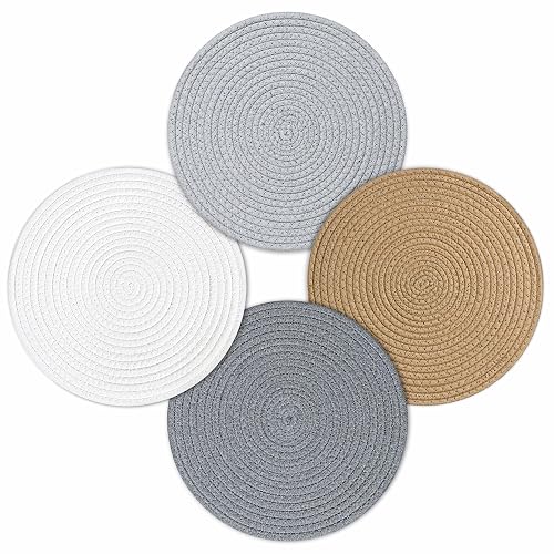 fanquare Braided Placemats Set of 4 Round Woven Placemats 12