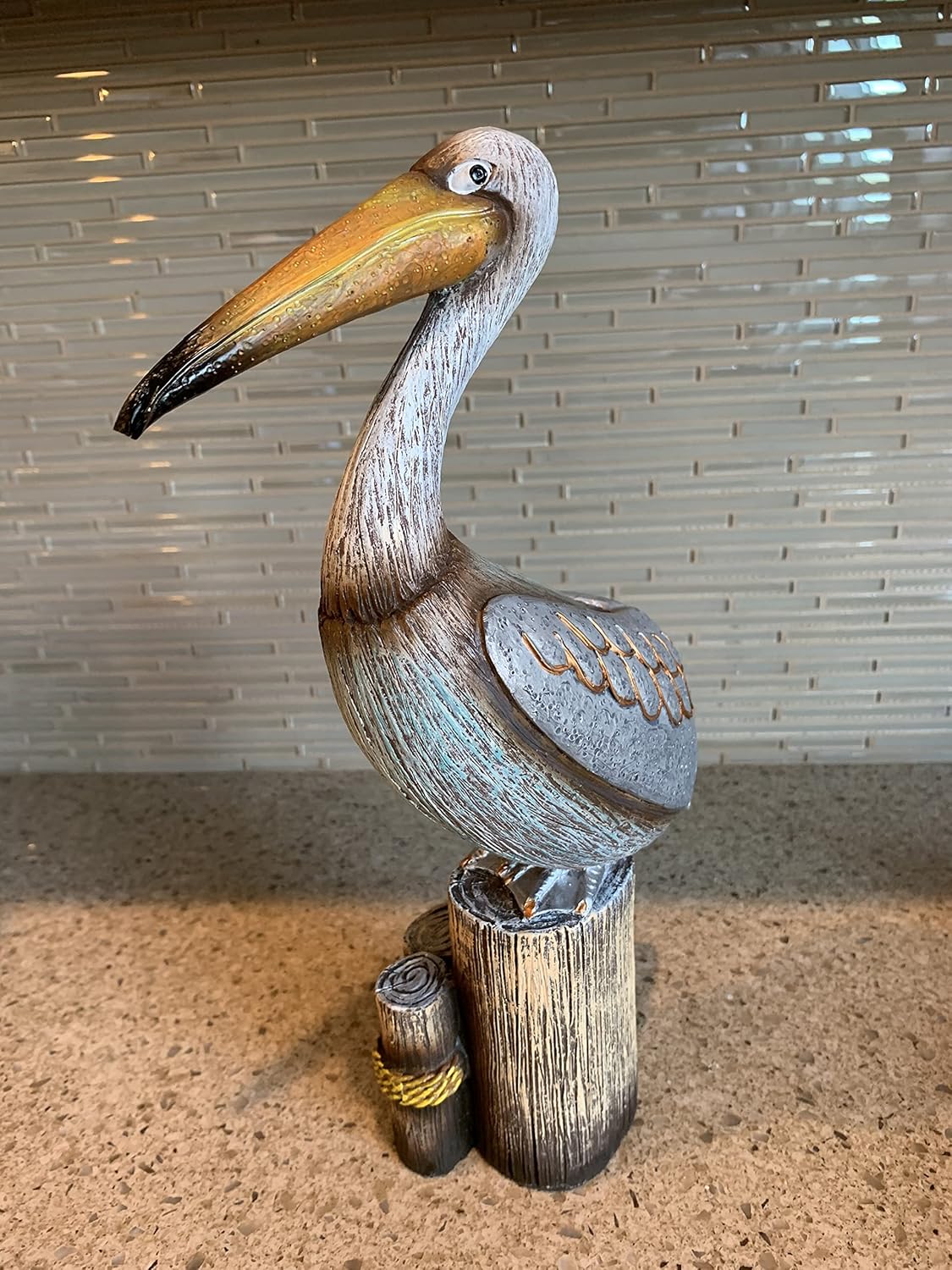 Pelican Seabird Resin Garden Statue, 13"x 7"x 3.5" Patio
