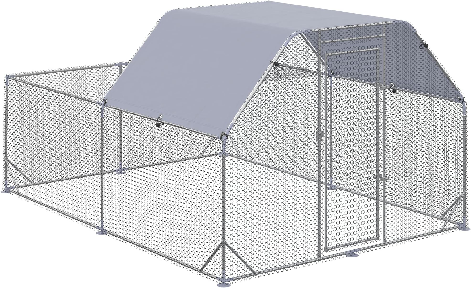 PawHut Walk In Chicken Run Chicken Coop with Roof Outdoor for 10-12 Chickens, Hen House, Duck Pen, 2.8 x 3.8 x 2 m