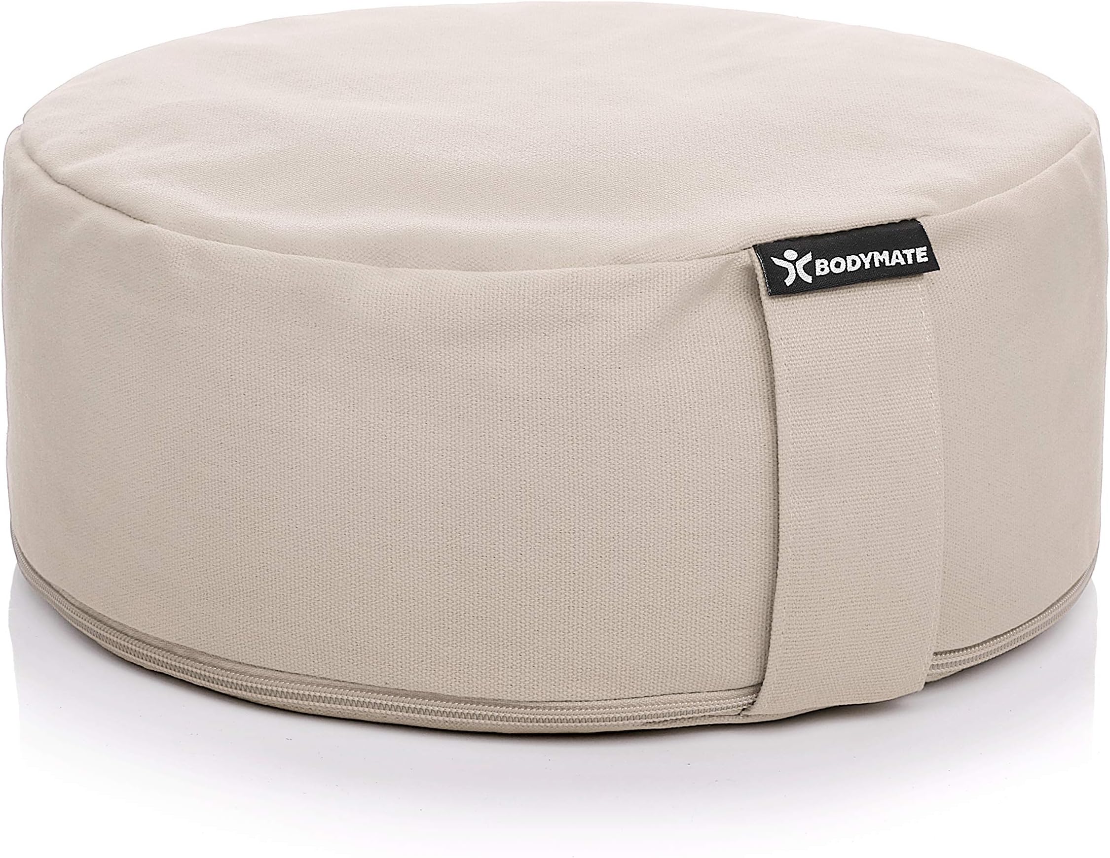 BODYMATE Meditation Cushion/Yoga Pillow D31cm H13cm – Removable washable 100% Cotton Cover - Inner cotton bag filled with buckwheat husks