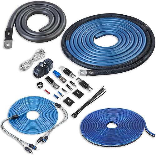 NVX Kit completo de cableado de amplificador 10 calibre 10 AWG 100% OFC con cable RCA de 2 canales - XKIT02