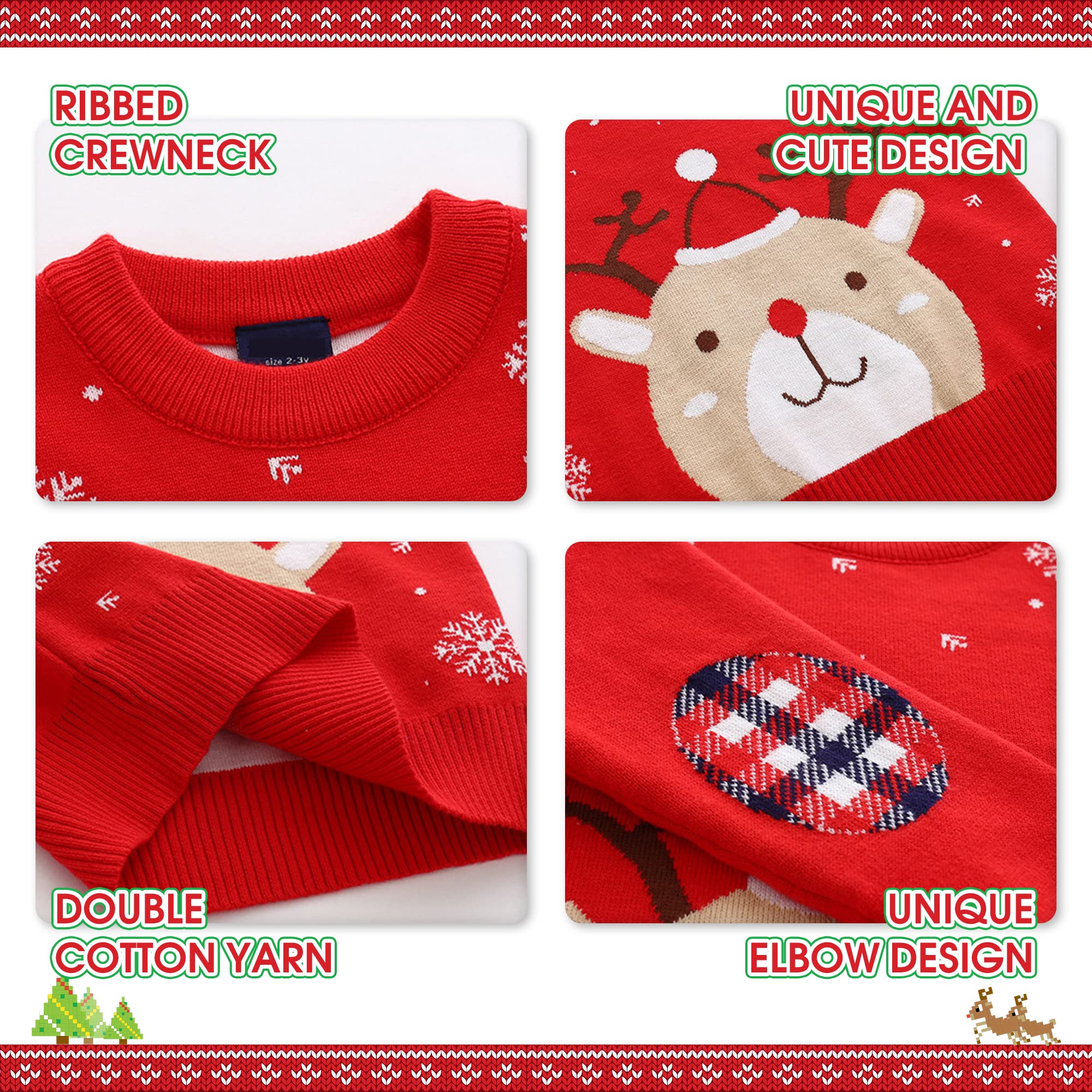 Jersey Navidad Manga Larga Pull-Over para Niños 2-6 Años