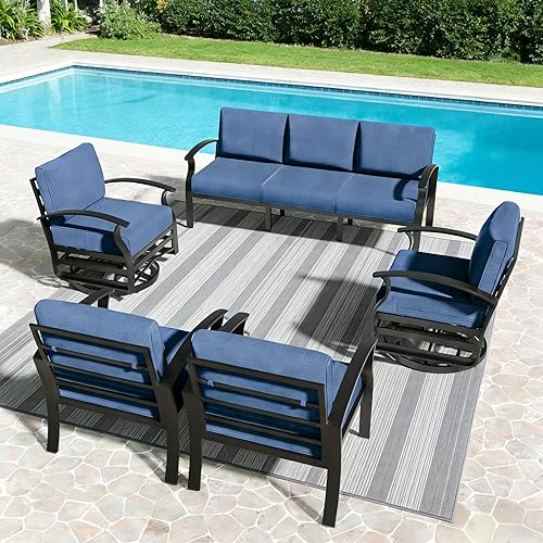 Aluminum Outdoor Patio Furniture Set,5 Pieces 7 Seats Patio Conversation
