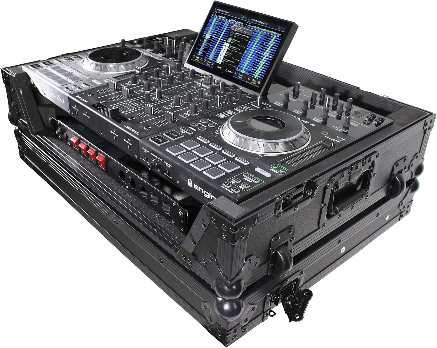 ProX XS-PRIME4 WBL ATA Flight Case For Denon PRIME 4 DJ Controller with 1U Rack Space and Wheels Hard Road Gig Ready Cases