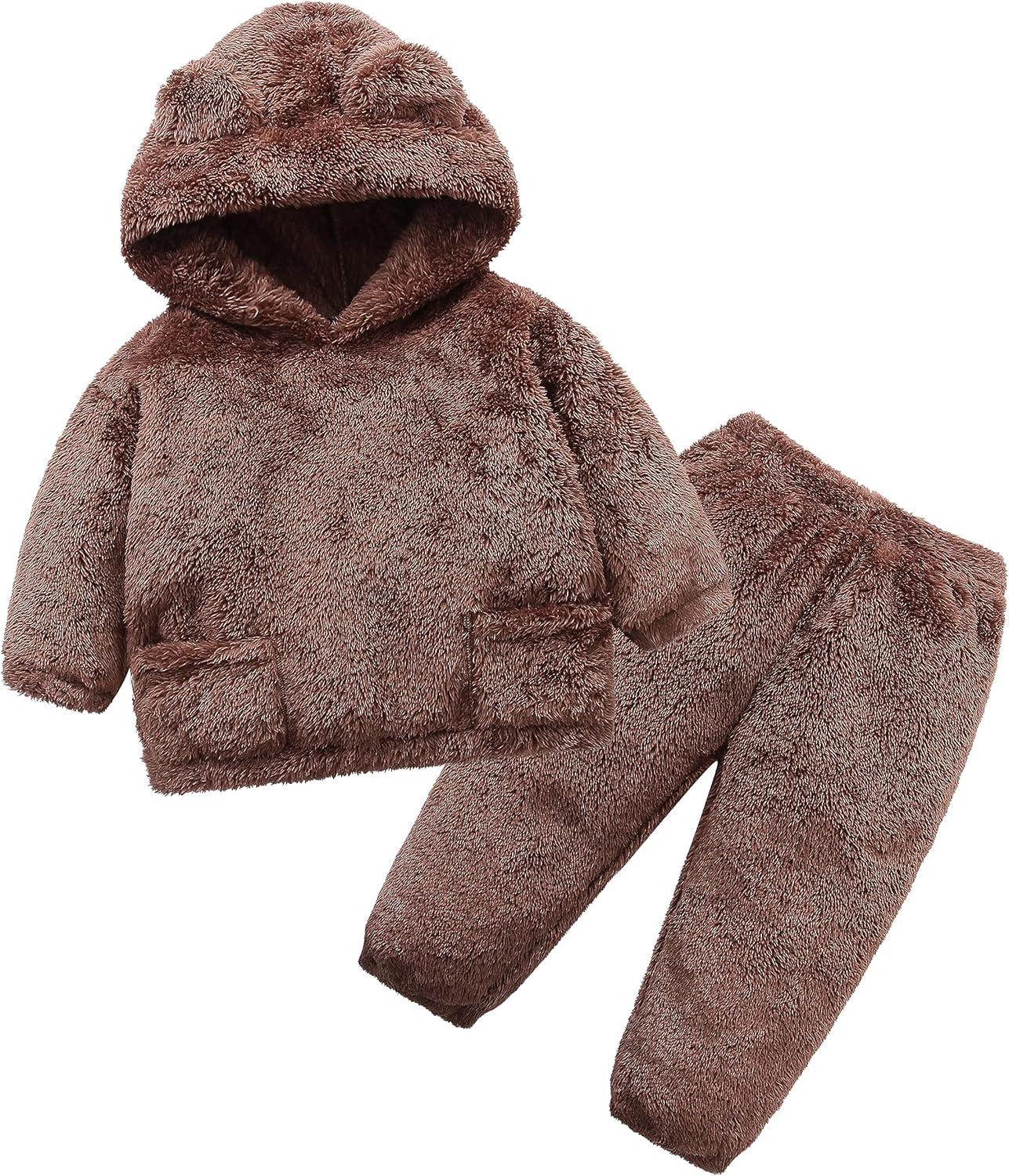 Fluffy Snug Pants Sets Outfit 1-5T Toddler Cute Fall Winter Pullover Clothes