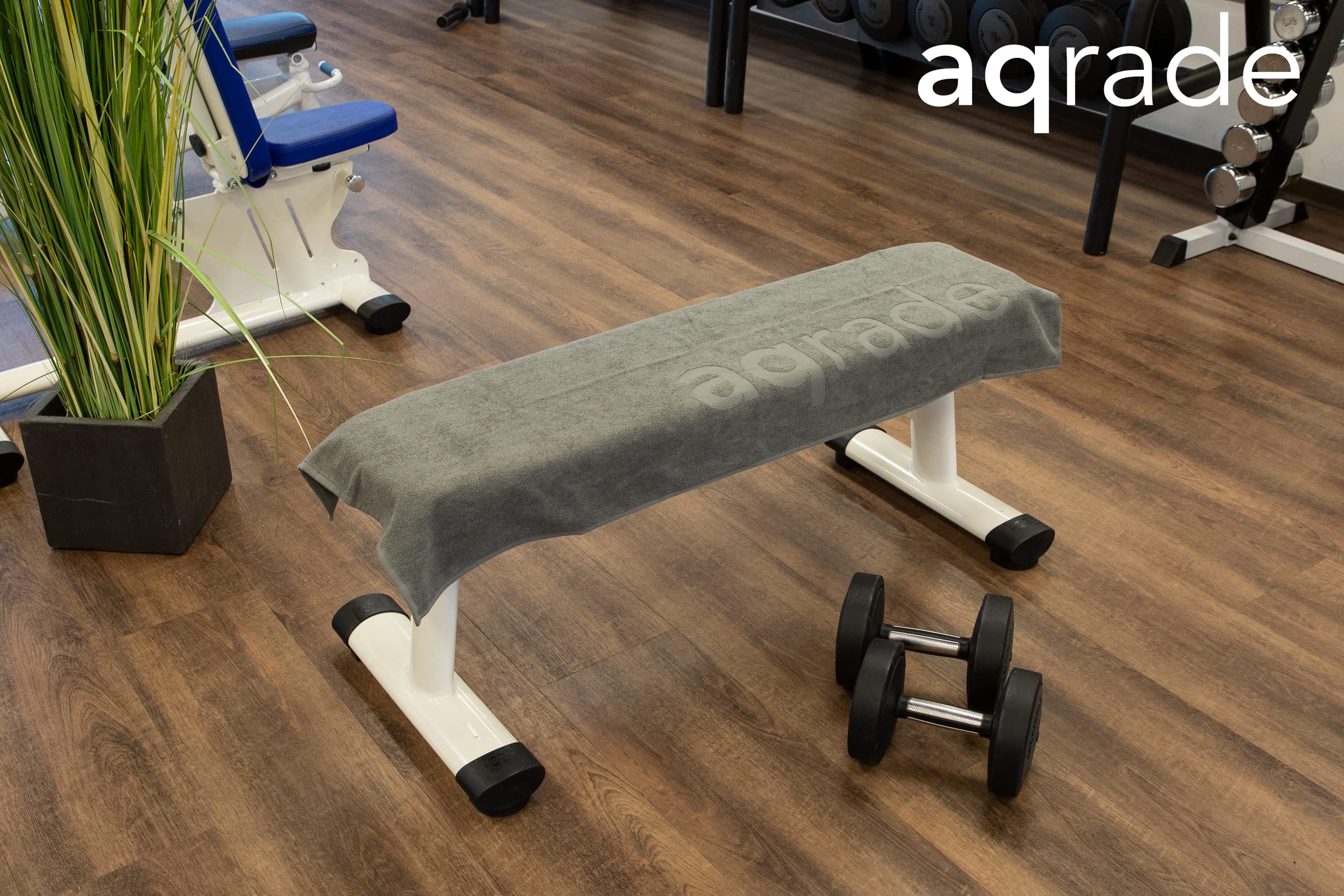 Sporthandtuch Fitness Handtuch mit Fixierung 120x50cm Gym aus 100% Baumwolle anthrazit XL