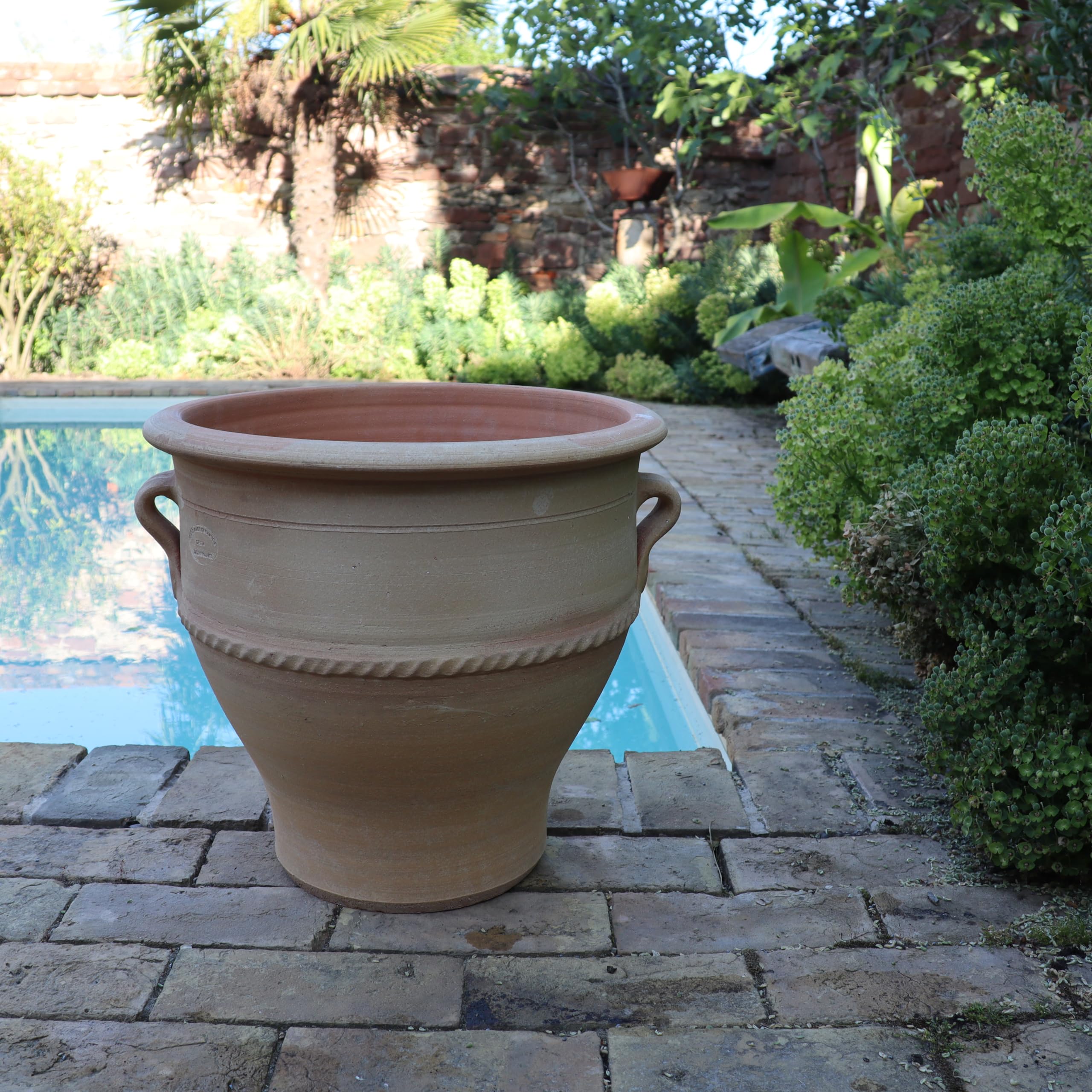 Palatina Werkstatt Vaso 100% fatto a mano, in terracotta rosa, 40 cm, dalla Grecia, atmosfera esclusiva e naturale per il vostro giardino e la casa