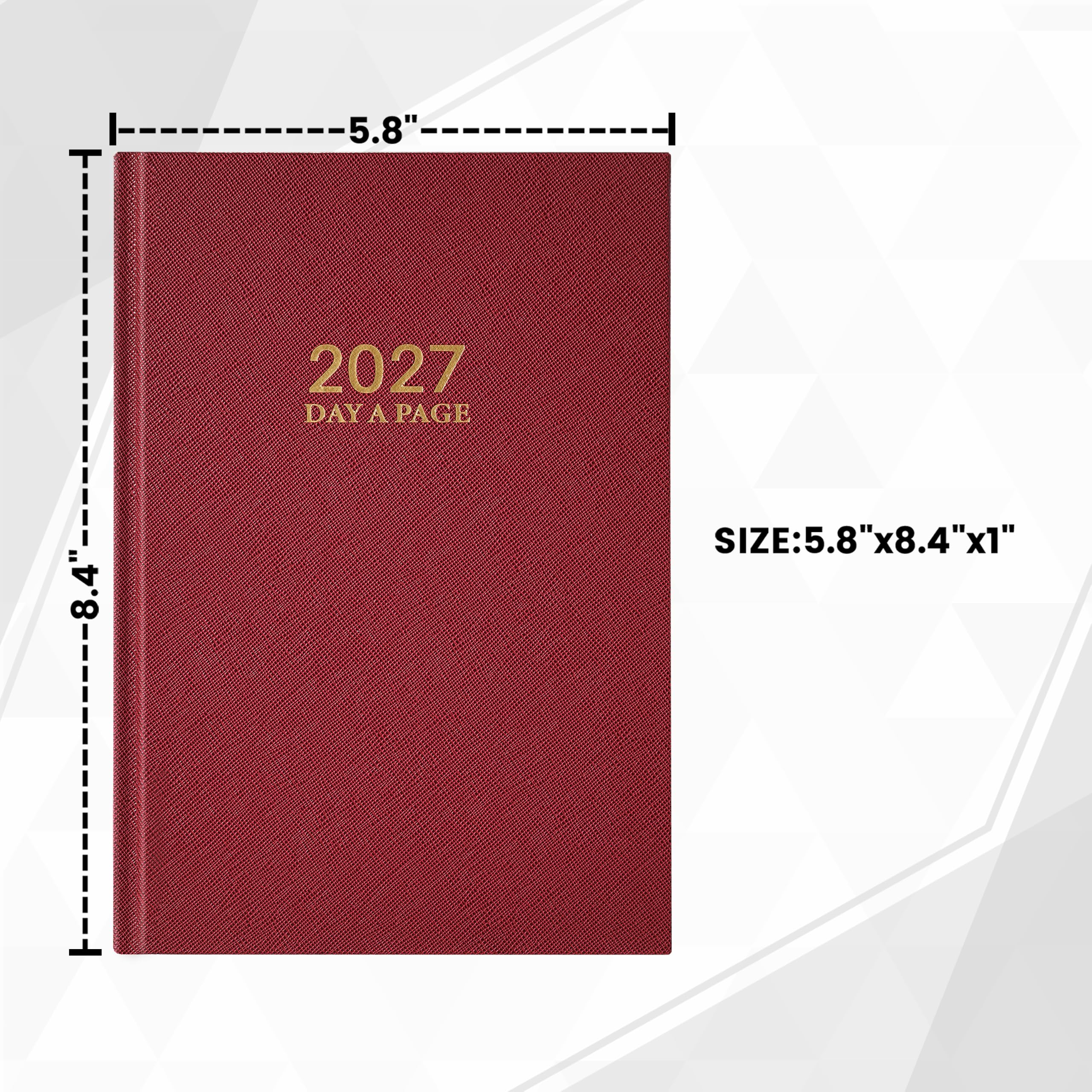 Agenda giornaliera 2027, una pagina per giorno, 14,7 x 21,3 cm