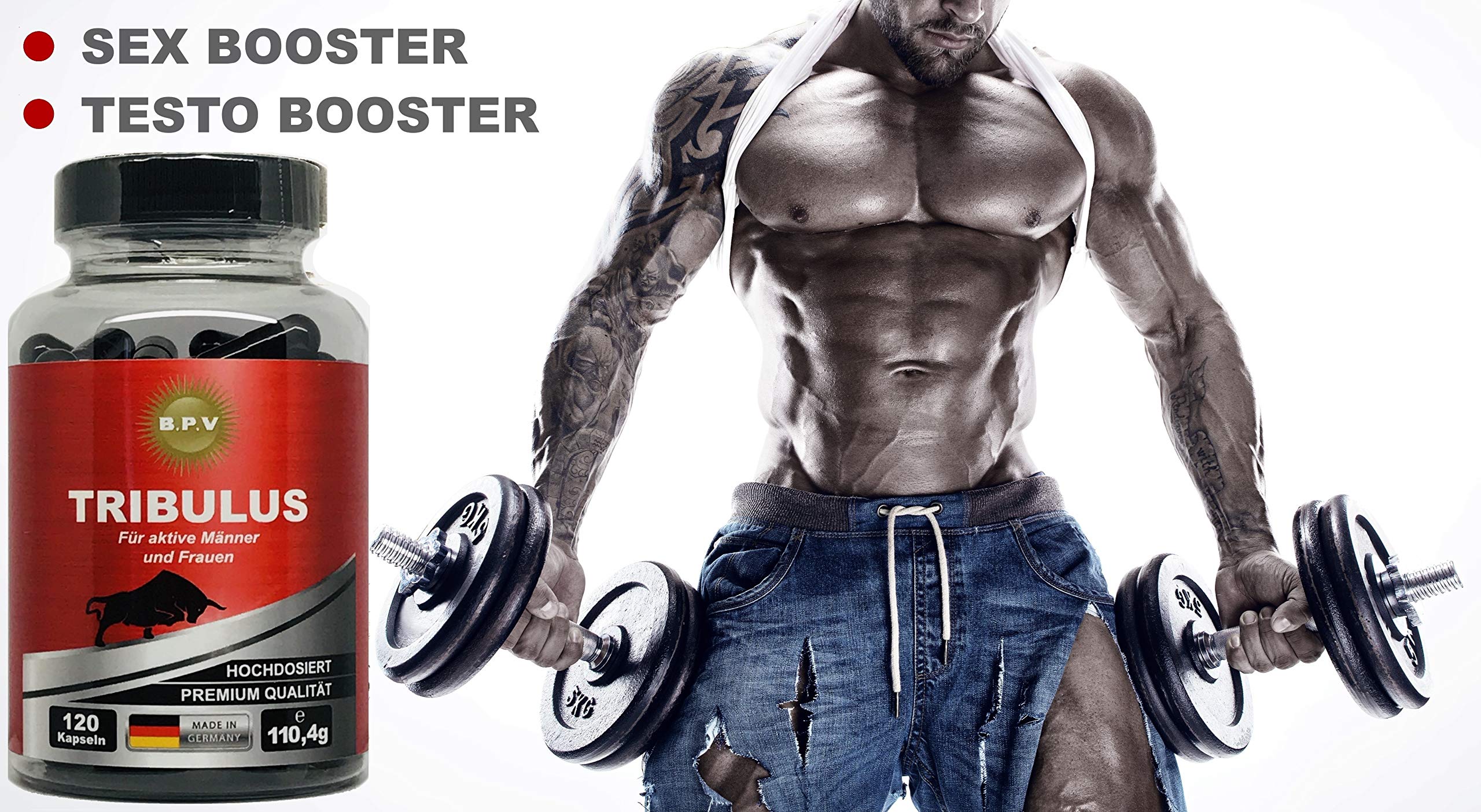 B.P.V Tribulus 120 capsules – Hautement dosé 775,0 mg par capsule – Booster d'entraînement – Idéal pour les sportifs et les hommes actifs – Pour le plaisir – Amour – Passion et plus encore