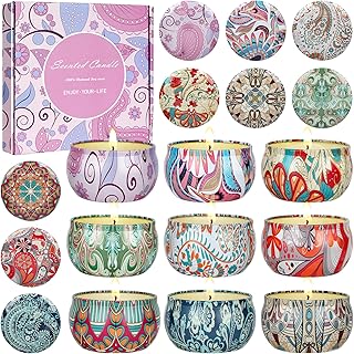 Juego de Regalo de Velas Aromáticas Navidad para Mujer, 9X2.2OZ Velas de Aromaterapia para Aliviar el Estrés de Mamá, Cera...