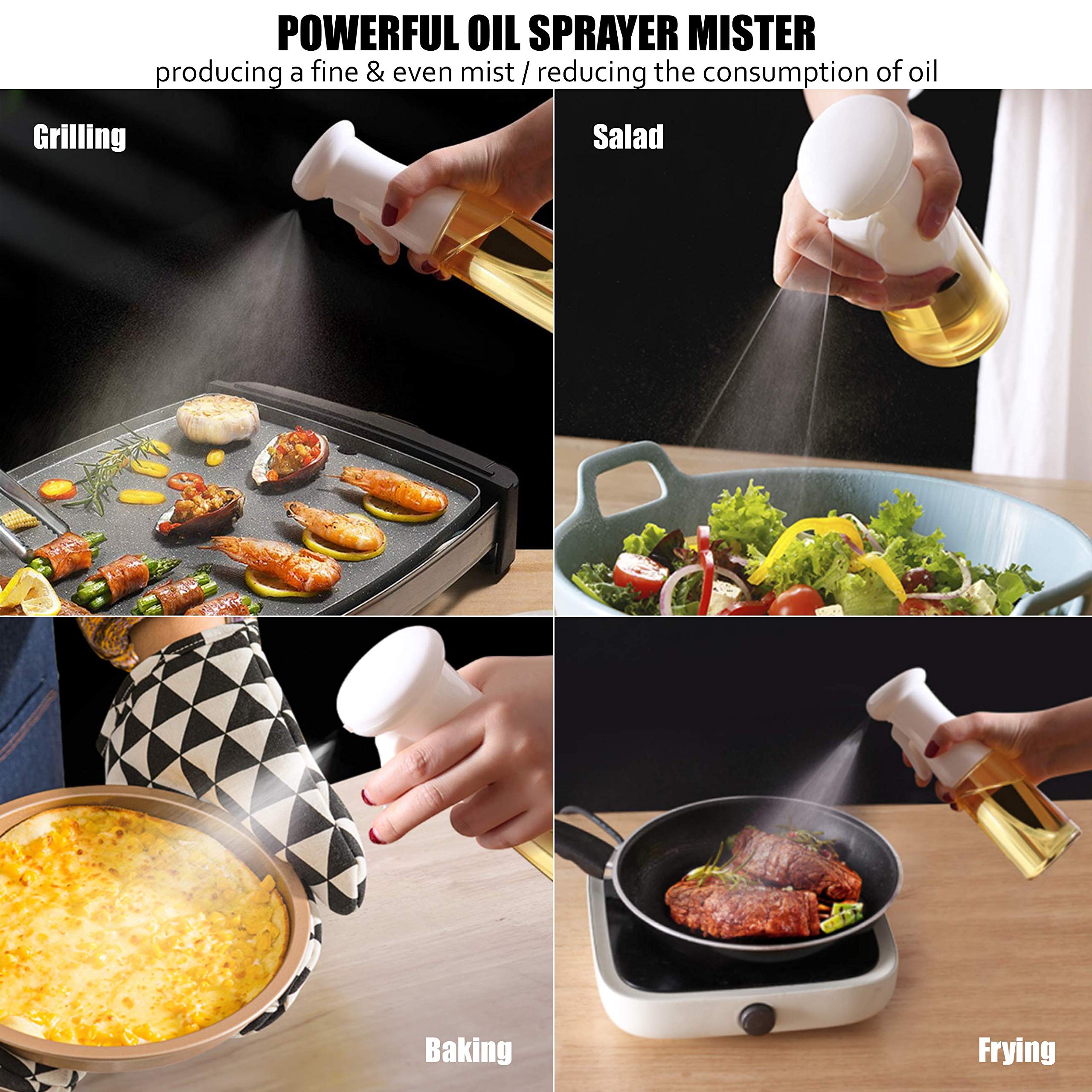Pulvérisateur D'huile 210ml Réutilisable - Pour Cuisine, Barbecue, Salade - Qualité Alimentaire - Buse éventail - Avec Brosse