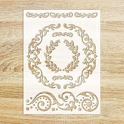Plantilla decorativa FLONZ de 6 x 8 pulgadas, decoración floral barroca para pintura de pared, álbumes de recortes y decoración de pasteles