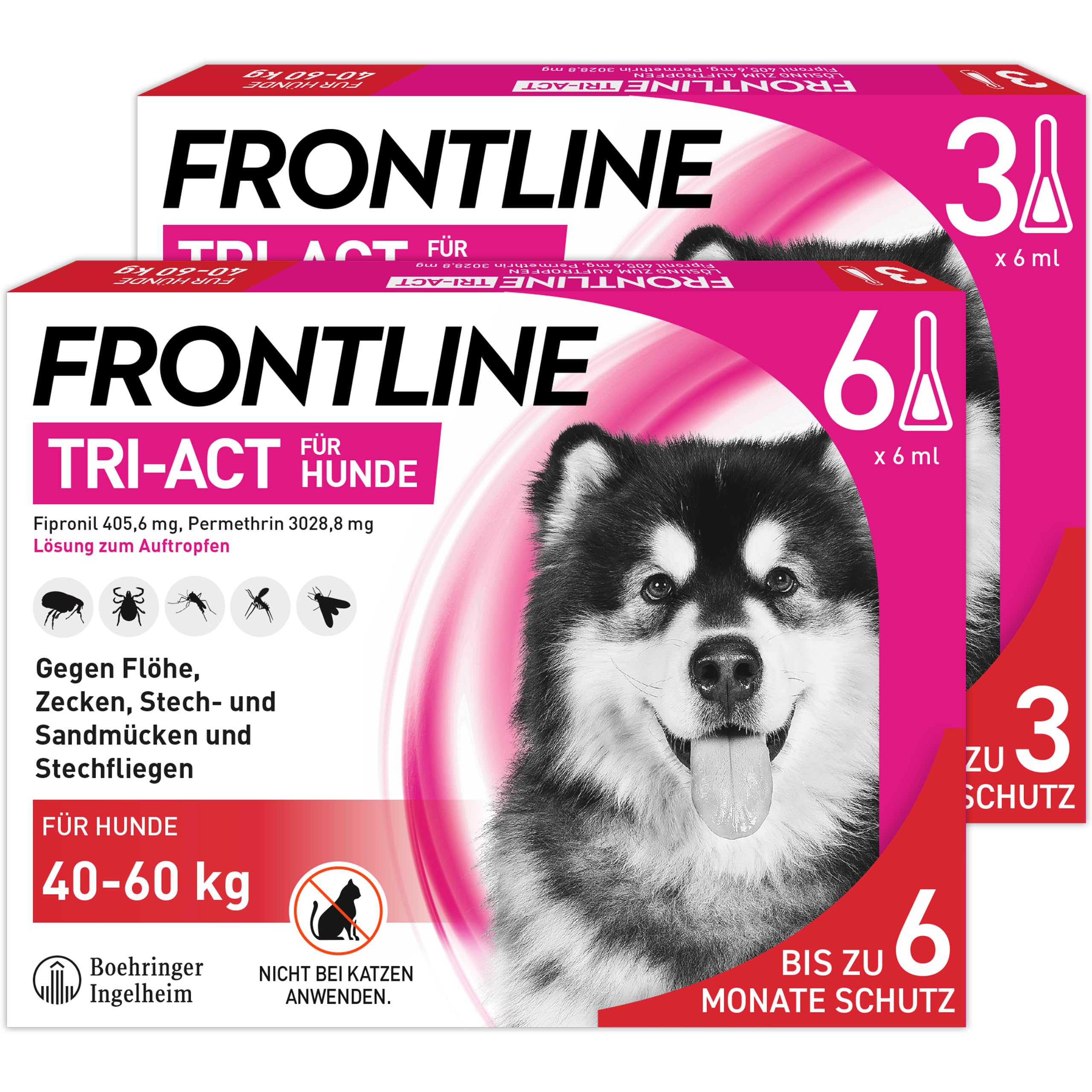 FRONTLINE TRI-ACT Hund XL gegen Zecken, Flöhe & Mücken (40 bis 60 kg)
